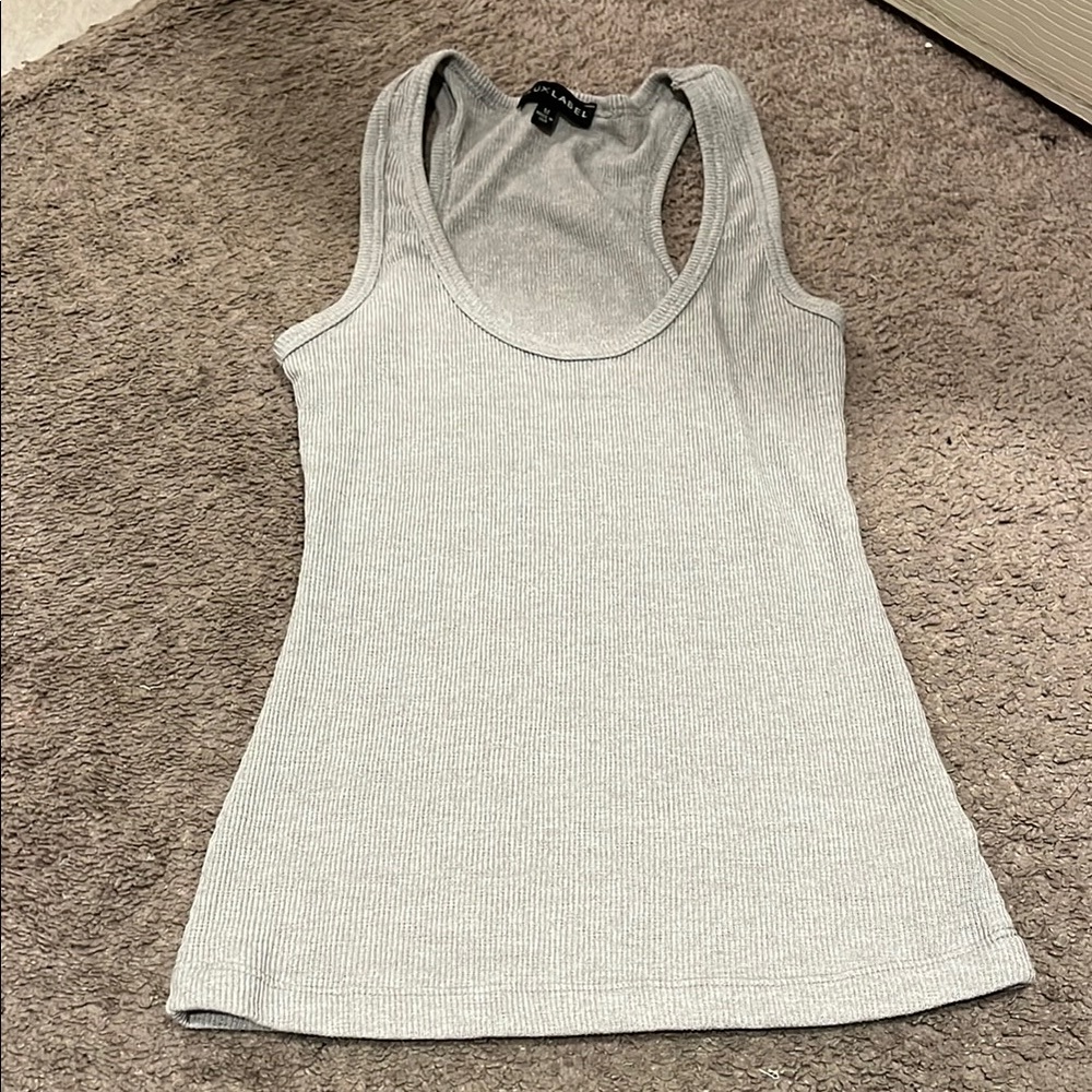 Gray Ribbed Tank Top